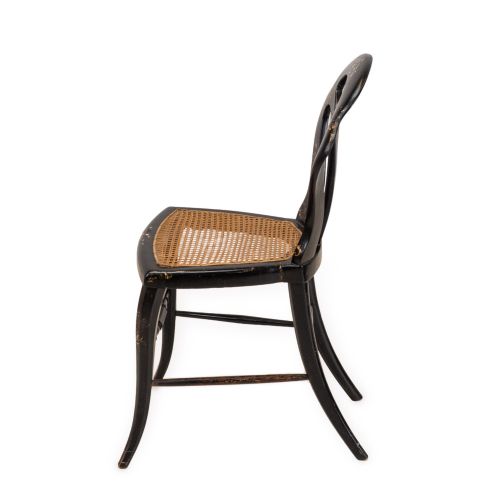 JAPANNED CHINOISERIE CHAIR PAPIERMCH WITH MOTHEROFPEARL INLAY REGENCY TASTE LATE 19TH CENTURY - ADDITIONAL PHOTO 10