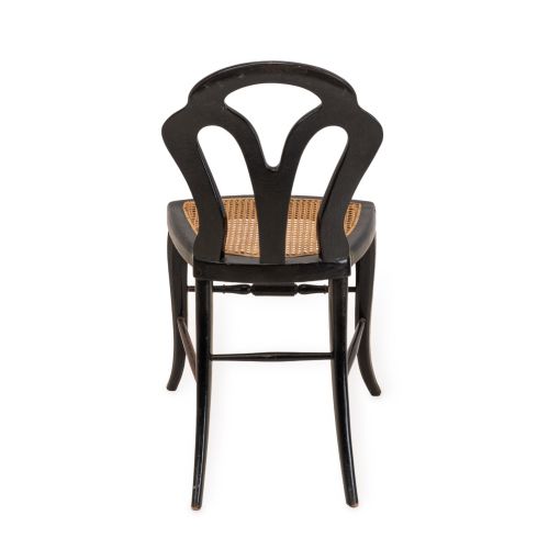 JAPANNED CHINOISERIE CHAIR PAPIERMCH WITH MOTHEROFPEARL INLAY REGENCY TASTE LATE 19TH CENTURY - ADDITIONAL PHOTO 12