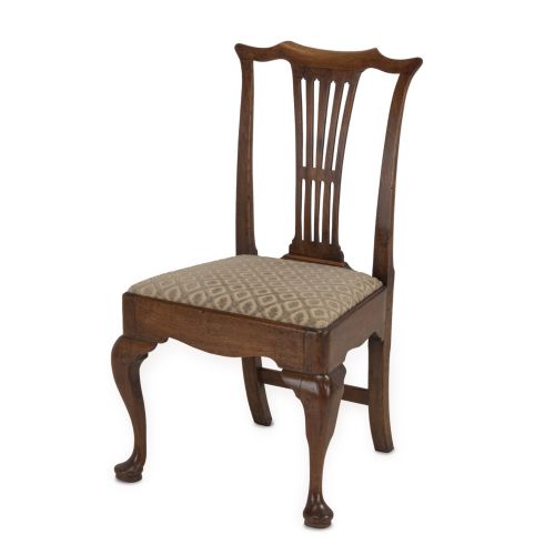 MID18TH CENTURY ENGLISH WALNUT SIDE CHAIR WITH PIERCED SPLAT BACK C17401760