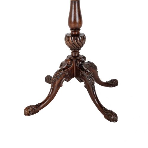 CHIPPENDALE REVIVAL CARVED MAHOGANY LEATHERTOP WINE OR LAMP TABLE C1900 - ADDITIONAL PHOTO 3