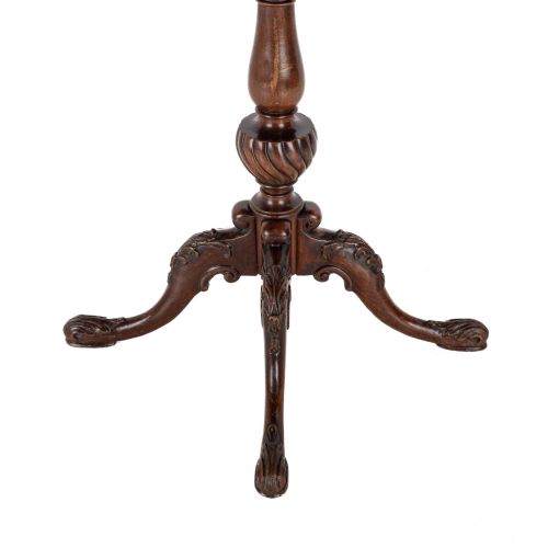 CHIPPENDALE REVIVAL CARVED MAHOGANY LEATHERTOP WINE OR LAMP TABLE C1900 - ADDITIONAL PHOTO 7