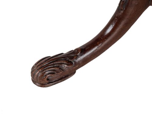 CHIPPENDALE REVIVAL CARVED MAHOGANY LEATHERTOP WINE OR LAMP TABLE C1900 - ADDITIONAL PHOTO 8