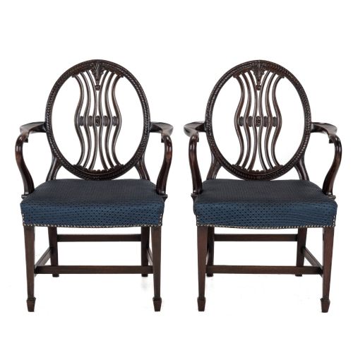 PAIR OF LATE 19THCENTURY MAHOGANY HEPPLEWHITESTYLE ARMCHAIRS CARVERS C1870 - ADDITIONAL PHOTO 1
