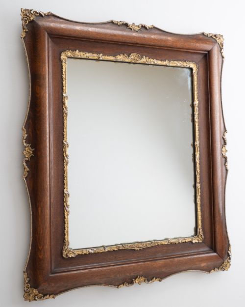 FRENCH ROCOCO REVIVAL OAK AND GILT GESSO WALL MIRROR CIRCA 18701890 LATE 19TH CENTURY LOUIS XV REVIVAL - ADDITIONAL PHOTO 1