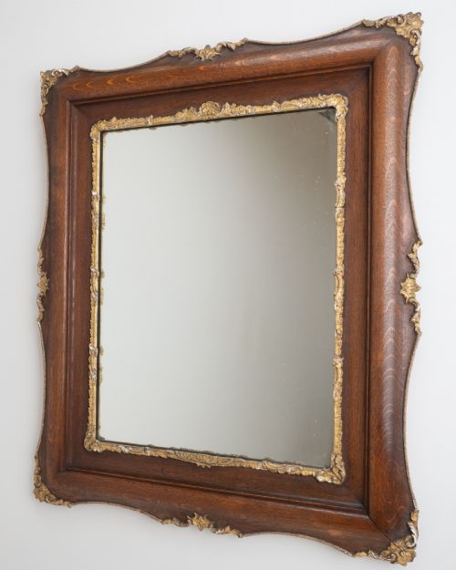 FRENCH ROCOCO REVIVAL OAK AND GILT GESSO WALL MIRROR CIRCA 18701890 LATE 19TH CENTURY LOUIS XV REVIVAL - ADDITIONAL PHOTO 2