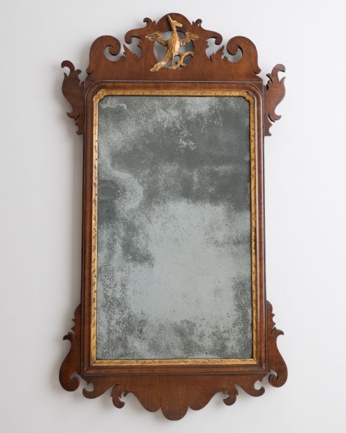 GEORGIAN CHIPPENDALE PERIOD MAHOGANY FRETWORK PIER MIRROR WITH GILT HOHO BIRD C1760 GEORGE III MID18TH CENTURY - ADDITIONAL PHOTO 1