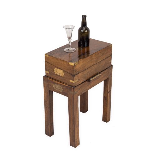 fig 1. 19th C. Rosewood Officer’s Campaign Writing Slope on Stand – Military Portable Desk