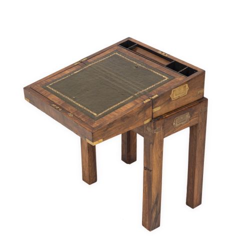 fig 2. 19th C. Rosewood Officer’s Campaign Writing Slope on Stand – Military Portable Desk