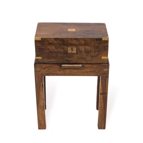 fig 3. 19th C. Rosewood Officer’s Campaign Writing Slope on Stand – Military Portable Desk