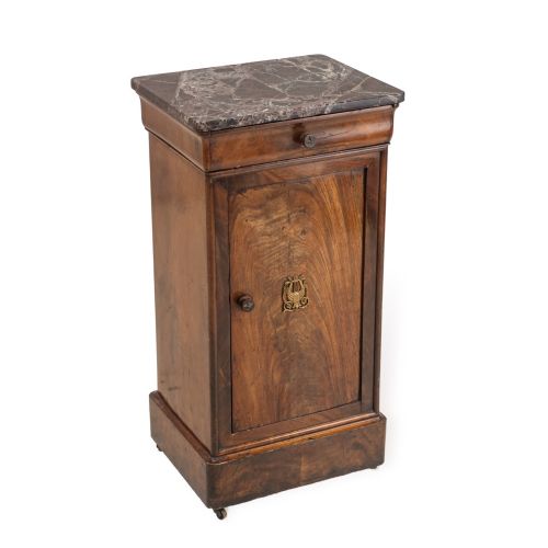 fig 2. French Walnut Marble Top Bedside Cabinet (Chevet), Napoleon III Period, c.1860–1880