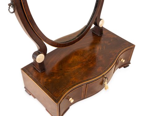 fig 4. Regency Mahogany Serpentine Dressing Table Mirror, Three Drawers, Boxwood Stringing, c.1805–1825