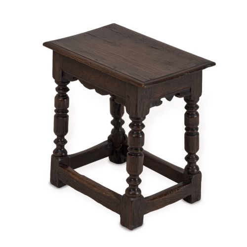 fig 1. 19th Century English Oak Joint Stool in the Late 17th Century Style