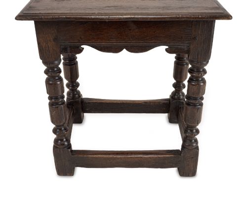 fig 2. 19th Century English Oak Joint Stool in the Late 17th Century Style