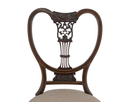 SET OF FOUR FINE SHERATON REVIVAL INLAID MAHOGANY SALON CHAIRS C1900 - ADDITIONAL PHOTO 2