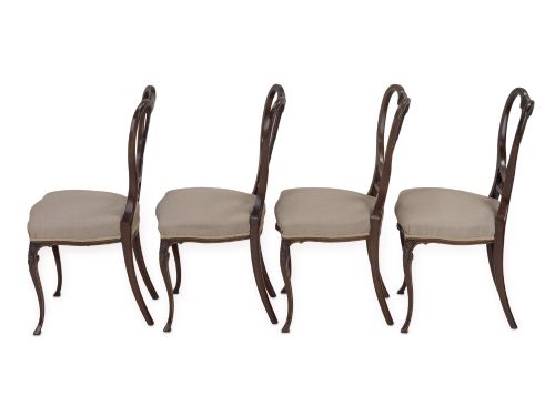 SET OF FOUR FINE SHERATON REVIVAL INLAID MAHOGANY SALON CHAIRS C1900 - ADDITIONAL PHOTO 5