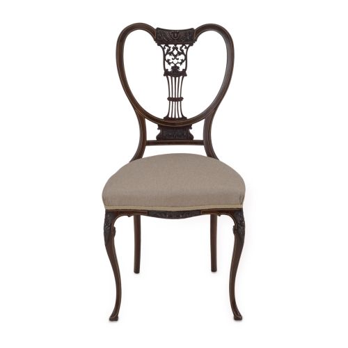 SET OF FOUR FINE SHERATON REVIVAL INLAID MAHOGANY SALON CHAIRS C1900 - ADDITIONAL PHOTO 8