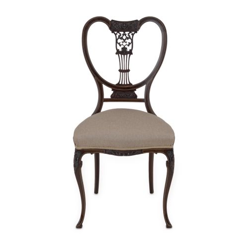 SET OF FOUR FINE SHERATON REVIVAL INLAID MAHOGANY SALON CHAIRS C1900 - ADDITIONAL PHOTO 9