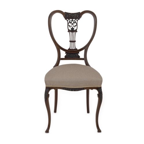 SET OF FOUR FINE SHERATON REVIVAL INLAID MAHOGANY SALON CHAIRS C1900 - ADDITIONAL PHOTO 10