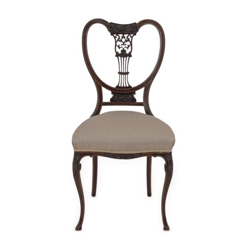 SET OF FOUR FINE SHERATON REVIVAL INLAID MAHOGANY SALON CHAIRS C1900 - ADDITIONAL PHOTO 11