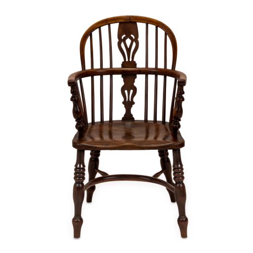 MATCHED SET OF SIX EARLY 19TH CENTURY ENGLISH YEW ELM WINDSOR ARMCHAIRS WITH CRINOLINE STRETCHERS C18201840 - ADDITIONAL PHOTO 4