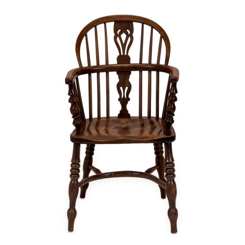 MATCHED SET OF SIX EARLY 19TH CENTURY ENGLISH YEW ELM WINDSOR ARMCHAIRS WITH CRINOLINE STRETCHERS C18201840 - ADDITIONAL PHOTO 5