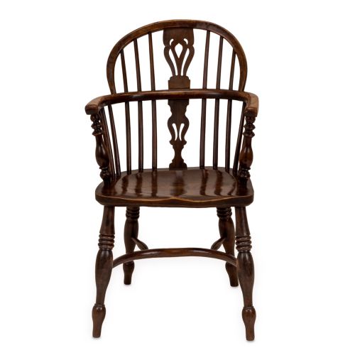 MATCHED SET OF SIX EARLY 19TH CENTURY ENGLISH YEW ELM WINDSOR ARMCHAIRS WITH CRINOLINE STRETCHERS C18201840 - ADDITIONAL PHOTO 6