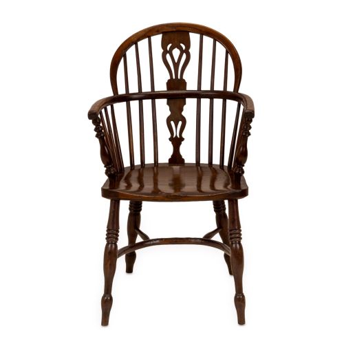 MATCHED SET OF SIX EARLY 19TH CENTURY ENGLISH YEW ELM WINDSOR ARMCHAIRS WITH CRINOLINE STRETCHERS C18201840 - ADDITIONAL PHOTO 7