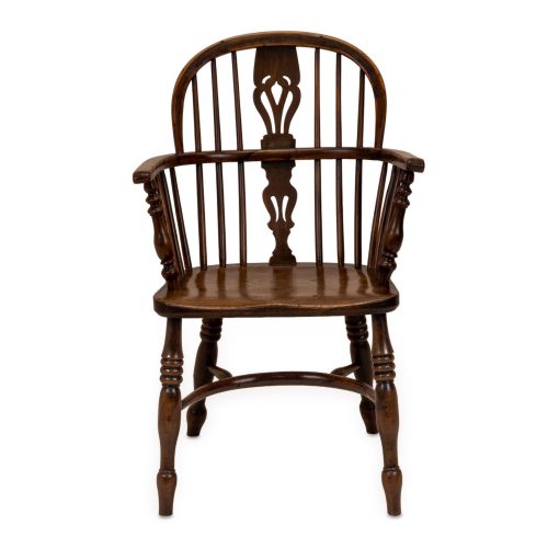 MATCHED SET OF SIX EARLY 19TH CENTURY ENGLISH YEW ELM WINDSOR ARMCHAIRS WITH CRINOLINE STRETCHERS C18201840 - ADDITIONAL PHOTO 8