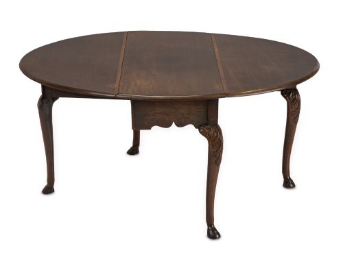 GEORGE II IRISH MAHOGANY OVAL DROPLEAF DINING TABLE C1750 CARVED CABRIOLE LEGS HOOF FEET - ADDITIONAL PHOTO 4