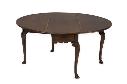 GEORGE II IRISH MAHOGANY OVAL DROPLEAF DINING TABLE C1750 CARVED CABRIOLE LEGS HOOF FEET - ADDITIONAL PHOTO 12