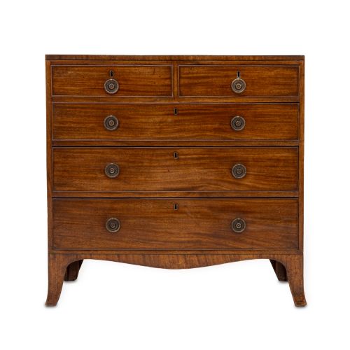 LATE GEORGE III REGENCY INLAID MAHOGANY CADDY TOP CHEST OF DRAWERS C18001820