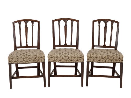 SET OF SIX GEORGIAN MAHOGANY DINING CHAIRS SHERATON STYLE INCLUDING A PAIR OF OPEN ARMCHAIRS C1800 - ADDITIONAL PHOTO 1