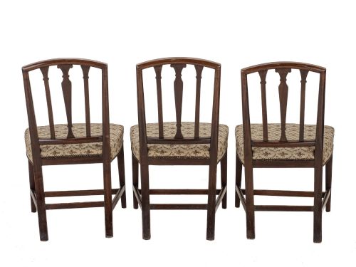 SET OF SIX GEORGIAN MAHOGANY DINING CHAIRS SHERATON STYLE INCLUDING A PAIR OF OPEN ARMCHAIRS C1800 - ADDITIONAL PHOTO 3
