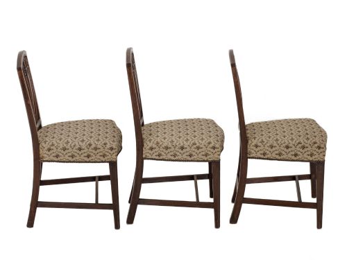 SET OF SIX GEORGIAN MAHOGANY DINING CHAIRS SHERATON STYLE INCLUDING A PAIR OF OPEN ARMCHAIRS C1800 - ADDITIONAL PHOTO 4