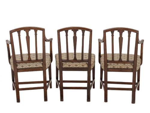 SET OF SIX GEORGIAN MAHOGANY DINING CHAIRS SHERATON STYLE INCLUDING A PAIR OF OPEN ARMCHAIRS C1800 - ADDITIONAL PHOTO 7