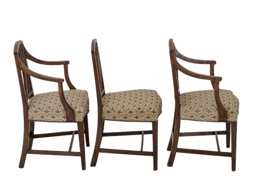 SET OF SIX GEORGIAN MAHOGANY DINING CHAIRS SHERATON STYLE INCLUDING A PAIR OF OPEN ARMCHAIRS C1800 - ADDITIONAL PHOTO 8