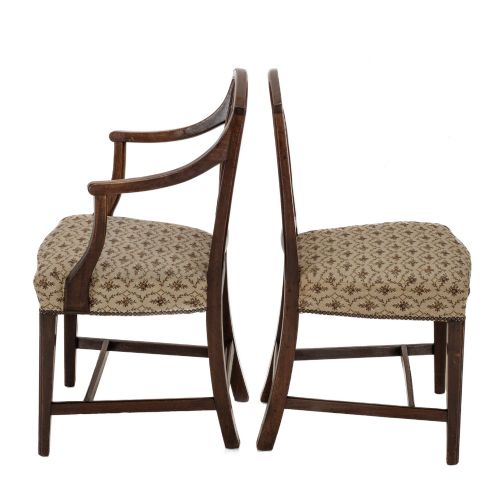 SET OF SIX GEORGIAN MAHOGANY DINING CHAIRS SHERATON STYLE INCLUDING A PAIR OF OPEN ARMCHAIRS C1800 - ADDITIONAL PHOTO 10