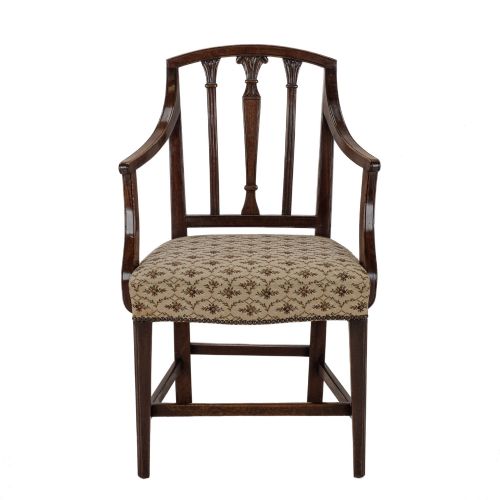 SET OF SIX GEORGIAN MAHOGANY DINING CHAIRS SHERATON STYLE INCLUDING A PAIR OF OPEN ARMCHAIRS C1800 - ADDITIONAL PHOTO 11