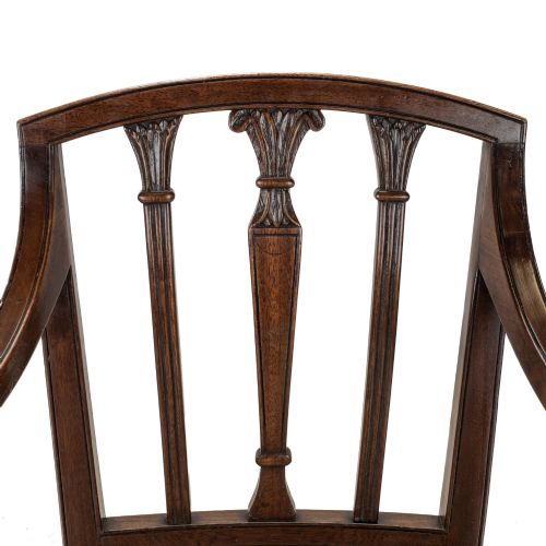 SET OF SIX GEORGIAN MAHOGANY DINING CHAIRS SHERATON STYLE INCLUDING A PAIR OF OPEN ARMCHAIRS C1800 - ADDITIONAL PHOTO 13