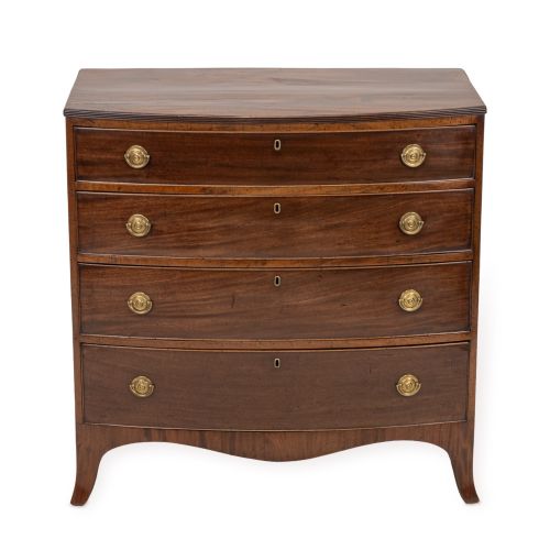 REGENCY MAHOGANY BOW FRONT CHEST OF DRAWERS ENGLISH C18001820