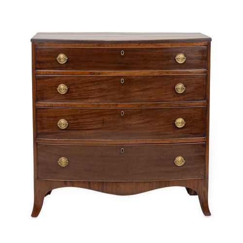 REGENCY MAHOGANY BOW FRONT CHEST OF DRAWERS ENGLISH C18001820 - ADDITIONAL PHOTO 2