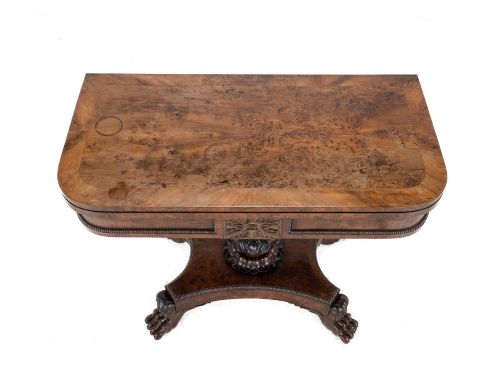 WILLIAM IV BURR YEW WOOD CARD TABLE C1830 - ADDITIONAL PHOTO 4