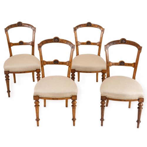 SET OF FOUR ENGLISH SATIN BIRCH DINING CHAIRS REGENCY WILLIAM IV PERIOD C18201835
