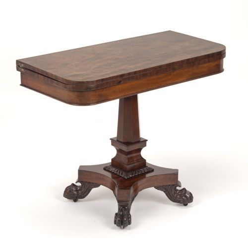 LATE REGENCY MAHOGANY FOLDOVER TEA SIDE TABLE WITH CARVED PAW FEET C18251835 - ADDITIONAL PHOTO 1