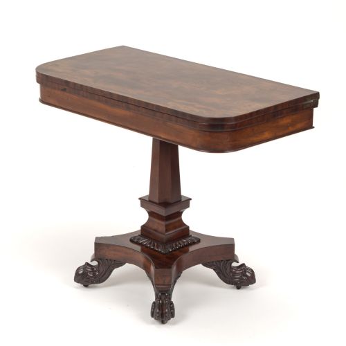 LATE REGENCY MAHOGANY FOLDOVER TEA SIDE TABLE WITH CARVED PAW FEET C18251835 - ADDITIONAL PHOTO 2