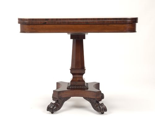 LATE REGENCY MAHOGANY FOLDOVER TEA SIDE TABLE WITH CARVED PAW FEET C18251835 - ADDITIONAL PHOTO 5