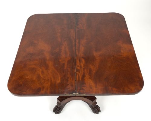 LATE REGENCY MAHOGANY FOLDOVER TEA SIDE TABLE WITH CARVED PAW FEET C18251835 - ADDITIONAL PHOTO 6