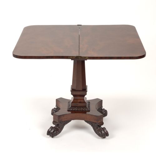 LATE REGENCY MAHOGANY FOLDOVER TEA SIDE TABLE WITH CARVED PAW FEET C18251835 - ADDITIONAL PHOTO 7