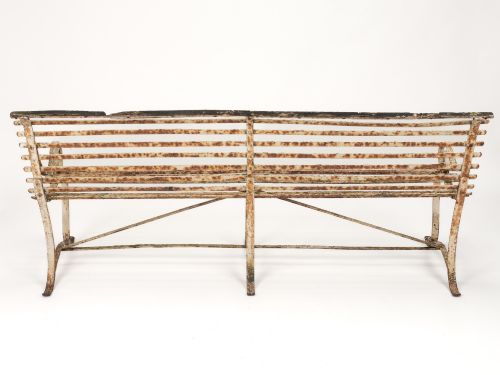 ORIGINAL EARLY 19TH CENTURY REGENCY WROUGHT IRON STRAPWORK GARDEN BENCH - ADDITIONAL PHOTO 3