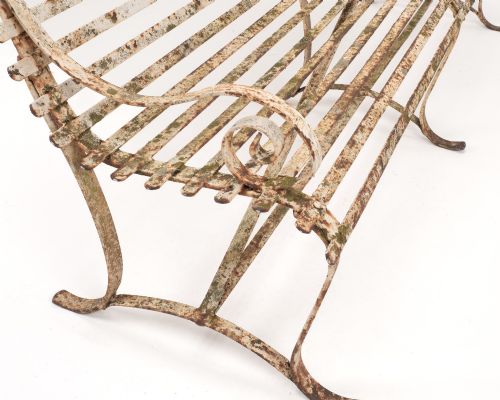 ORIGINAL EARLY 19TH CENTURY REGENCY WROUGHT IRON STRAPWORK GARDEN BENCH - ADDITIONAL PHOTO 6